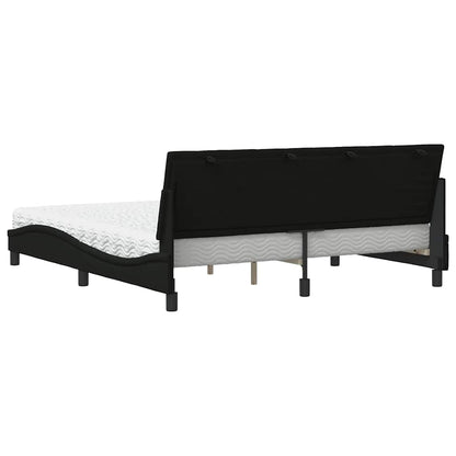 Letto con Materasso Hanko Nero 180x200 cm in Tessuto