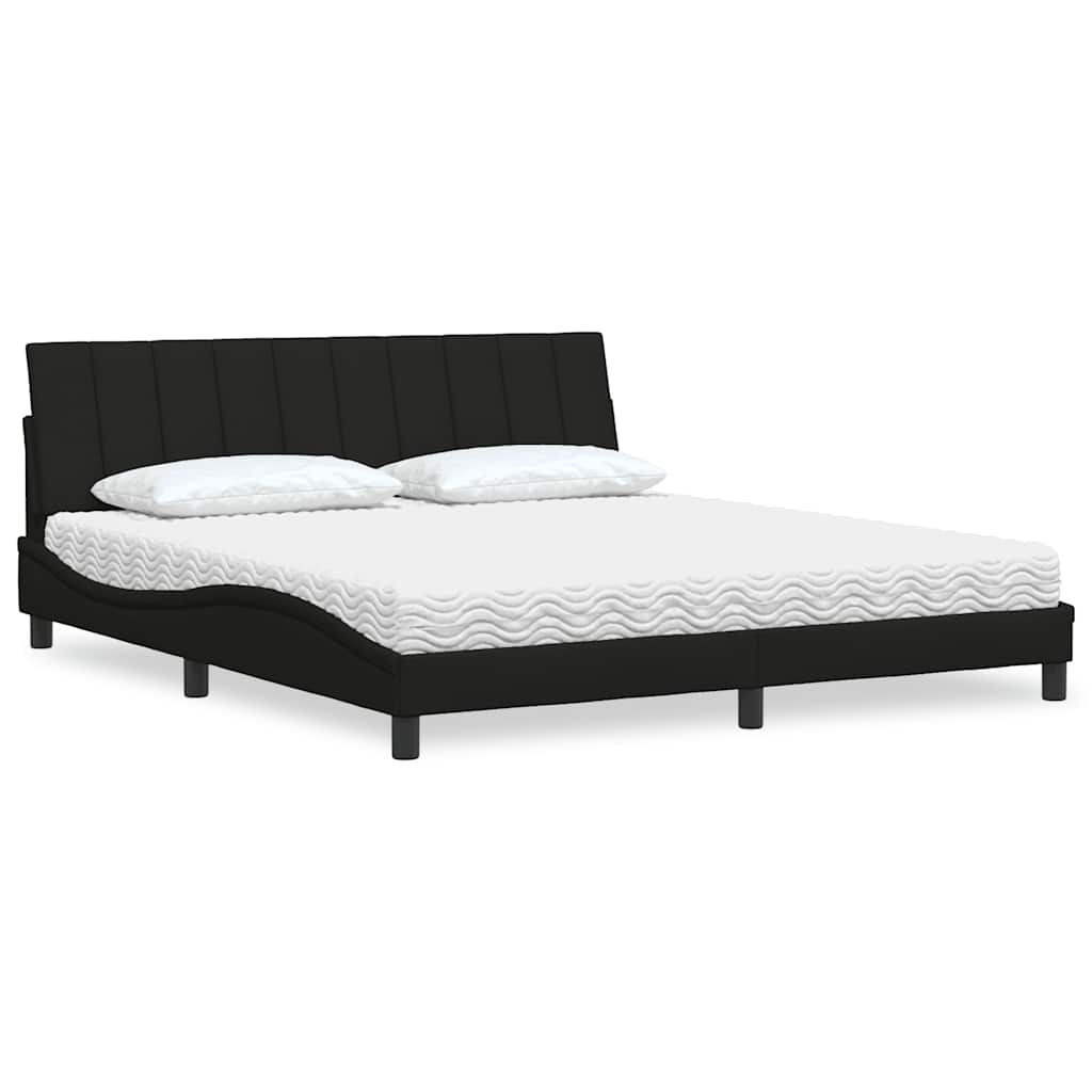 Letto con Materasso Hanko Nero 180x200 cm in Tessuto