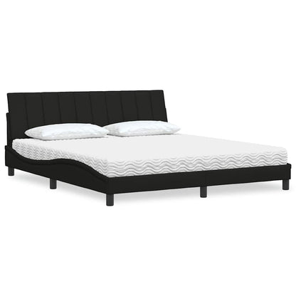 Letto con Materasso Hanko Nero 180x200 cm in Tessuto