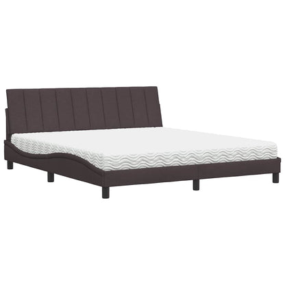 Letto con Materasso Hanko Marrone Scuro 180x200cm Tessuto | homemem39