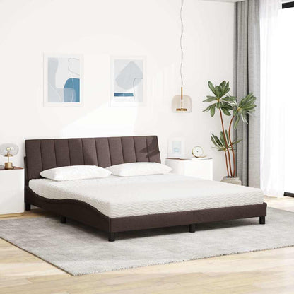 Letto con Materasso Hanko Marrone Scuro 180x200cm Tessuto | homemem39