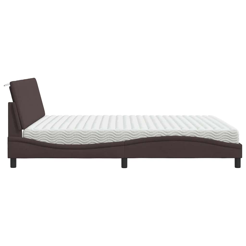 Letto con Materasso Hanko Marrone Scuro 180x200cm Tessuto | homemem39
