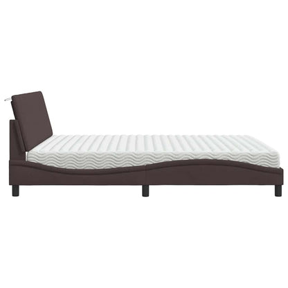 Letto con Materasso Hanko Marrone Scuro 180x200cm Tessuto | homemem39