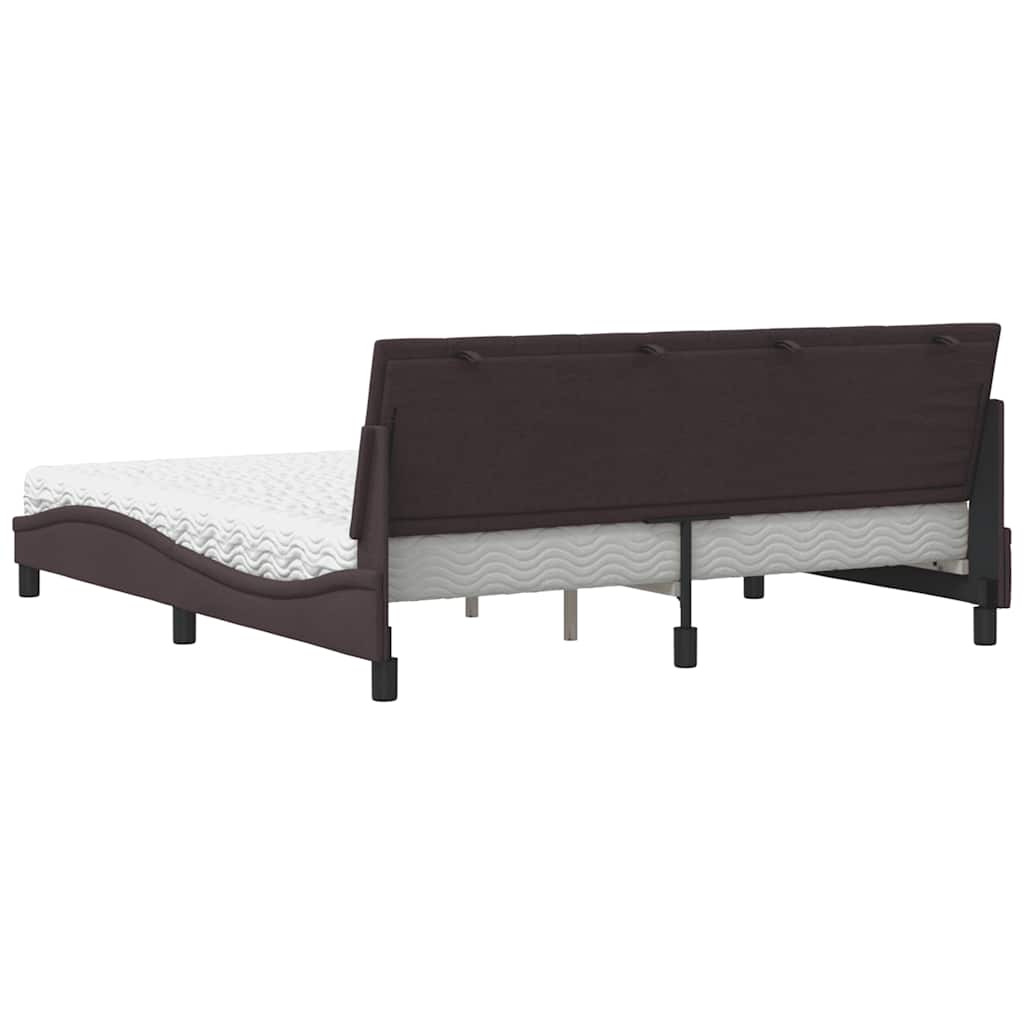 Letto con Materasso Hanko Marrone Scuro 180x200cm Tessuto | homemem39