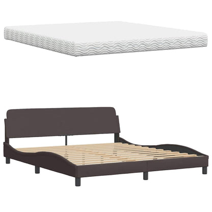 Letto con Materasso Hanko Marrone Scuro 180x200cm Tessuto | homemem39