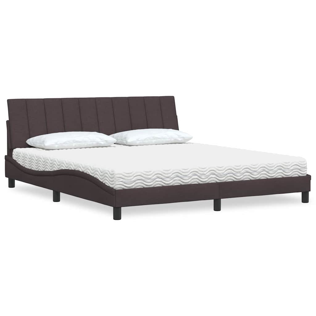 Letto con Materasso Hanko Marrone Scuro 180x200cm Tessuto | homemem39