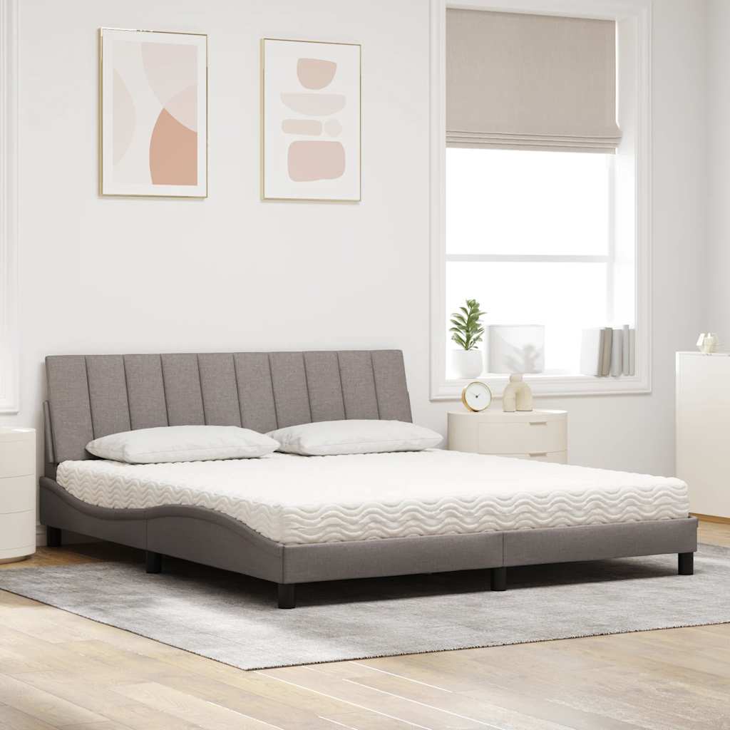Letto con Materasso Hanko Tortora 180x200 cm in Tessuto | homemem39