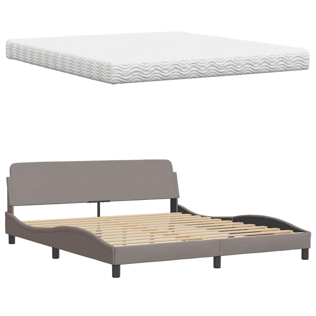 Letto con Materasso Hanko Tortora 180x200 cm in Tessuto | homemem39
