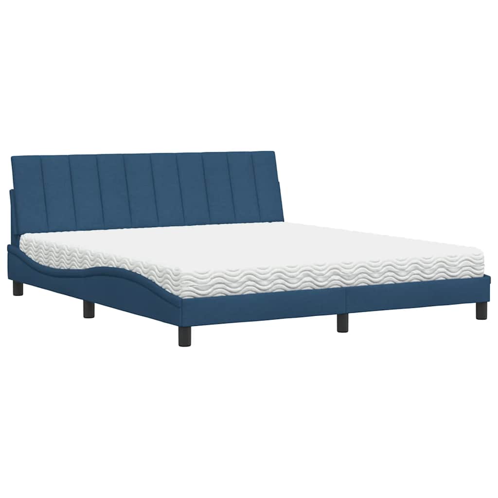Letto con Materasso Hanko Blu 180x200 cm in Tessuto | homemem39
