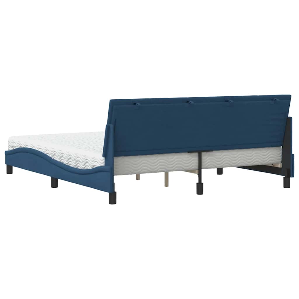 Letto con Materasso Hanko Blu 180x200 cm in Tessuto | homemem39
