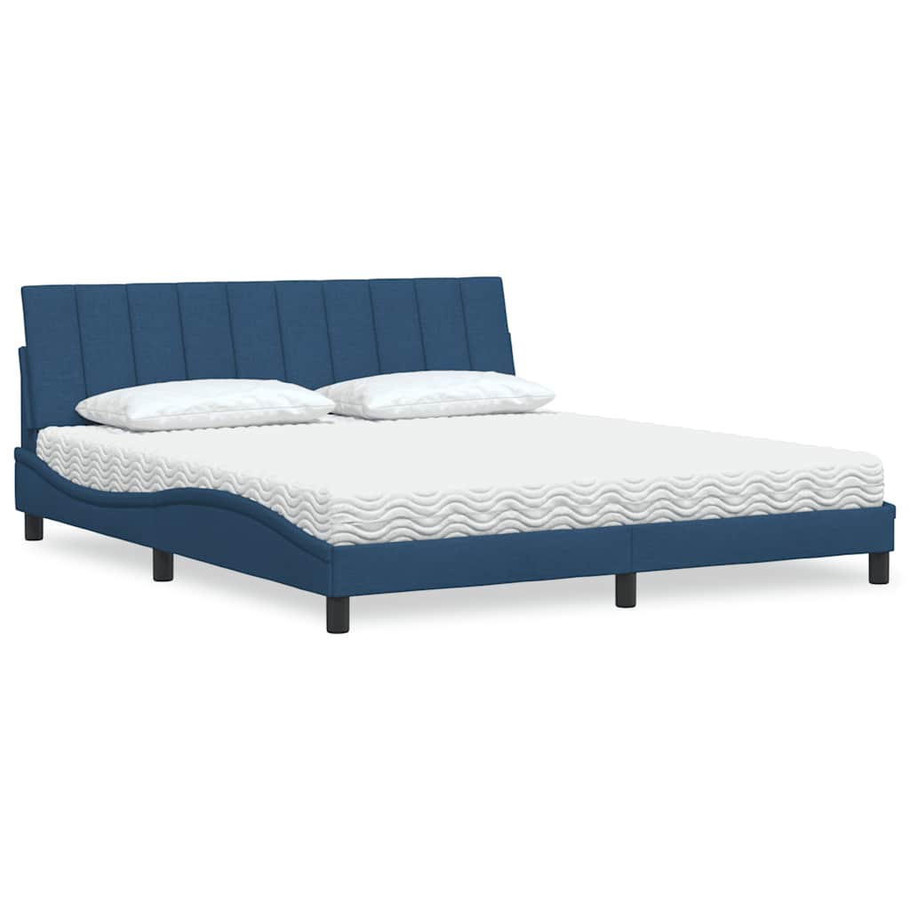 Letto con Materasso Hanko Blu 180x200 cm in Tessuto | homemem39