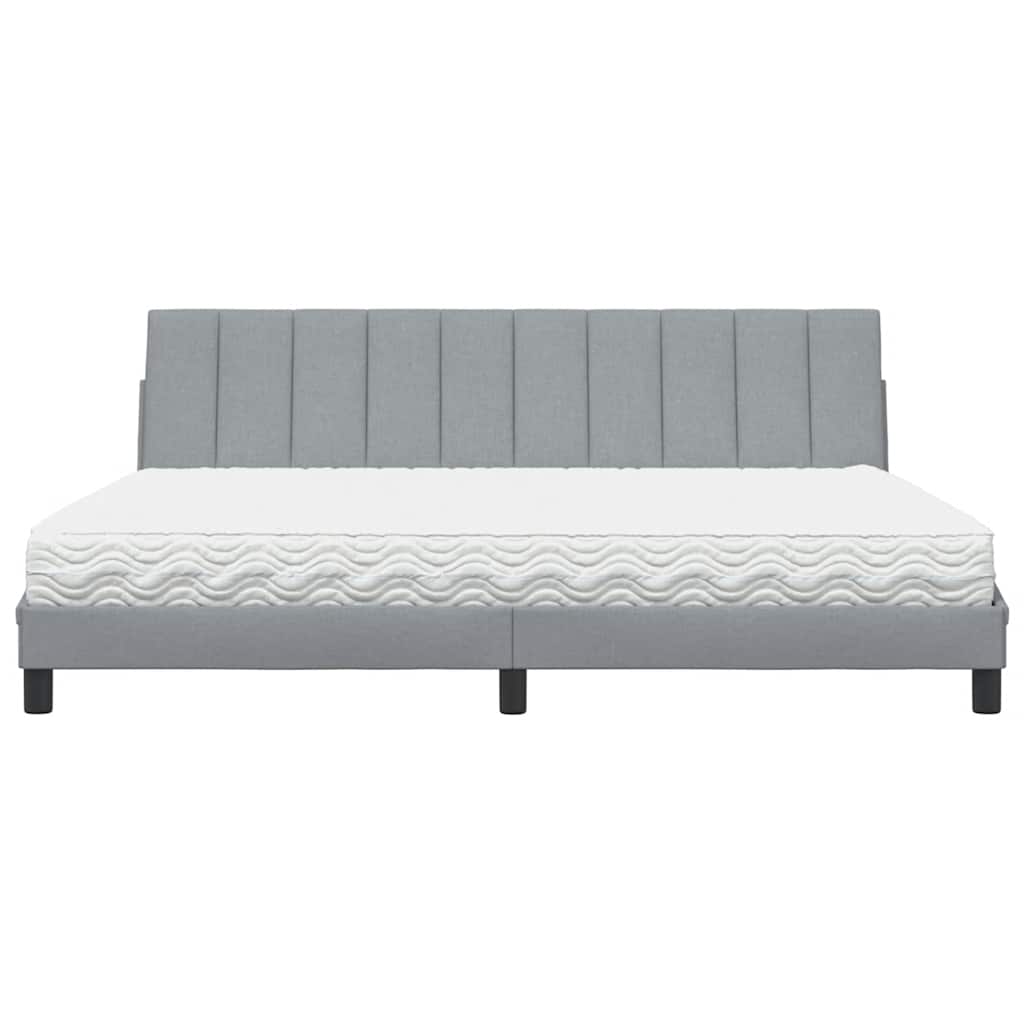 Letto con Materasso Hanko Grigio Chiaro 200x200 cm in Tessuto