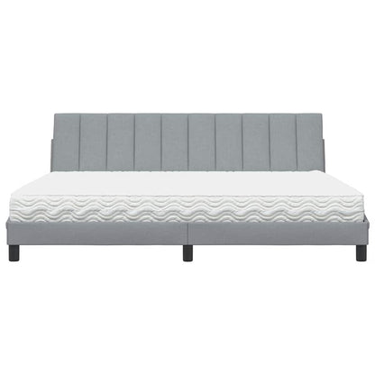Letto con Materasso Hanko Grigio Chiaro 200x200 cm in Tessuto