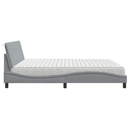 Letto con Materasso Hanko Grigio Chiaro 200x200 cm in Tessuto
