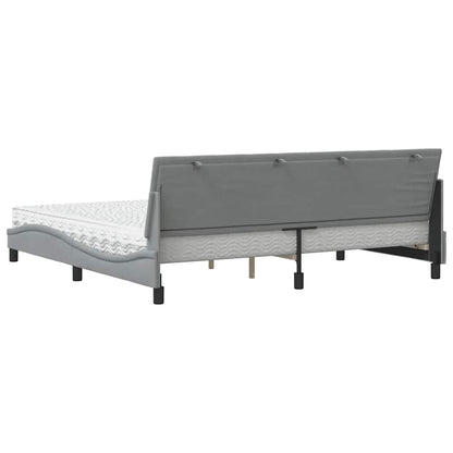 Letto con Materasso Hanko Grigio Chiaro 200x200 cm in Tessuto