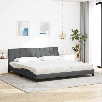Letto con Materasso Hanko Grigio Scuro 200x200 cm in Tessuto