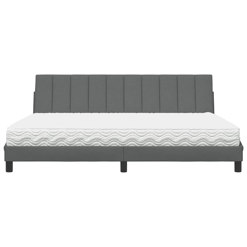 Letto con Materasso Hanko Grigio Scuro 200x200 cm in Tessuto
