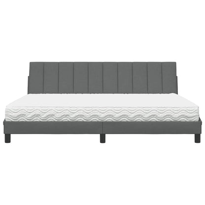 Letto con Materasso Hanko Grigio Scuro 200x200 cm in Tessuto