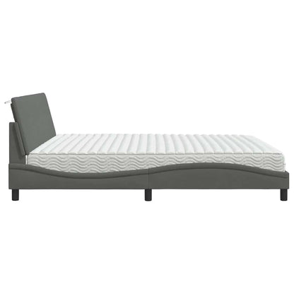 Letto con Materasso Hanko Grigio Scuro 200x200 cm in Tessuto