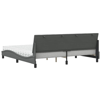 Letto con Materasso Hanko Grigio Scuro 200x200 cm in Tessuto