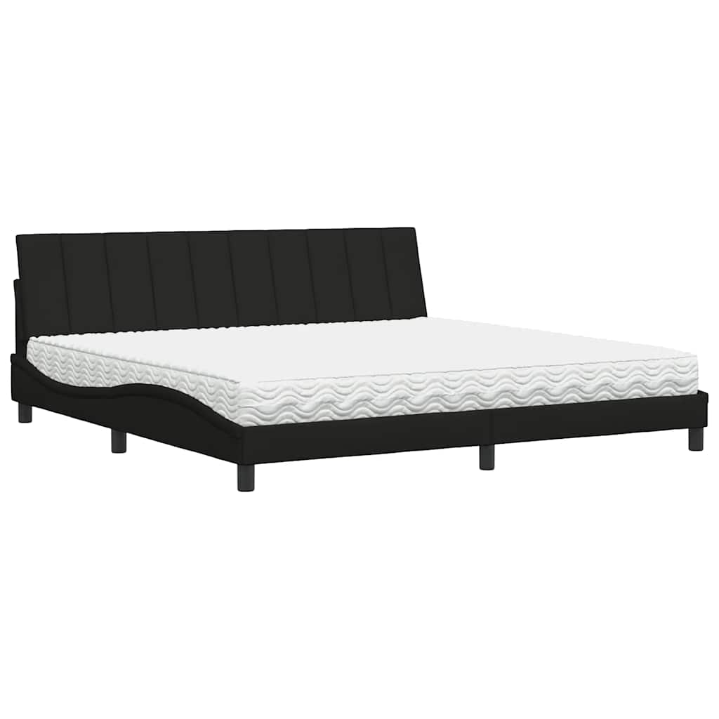 Letto con Materasso Hanko Nero 200x200 cm in Tessuto