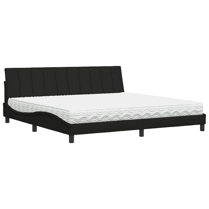 Letto con Materasso Hanko Nero 200x200 cm in Tessuto