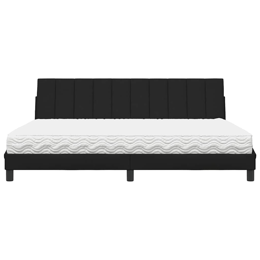 Letto con Materasso Hanko Nero 200x200 cm in Tessuto