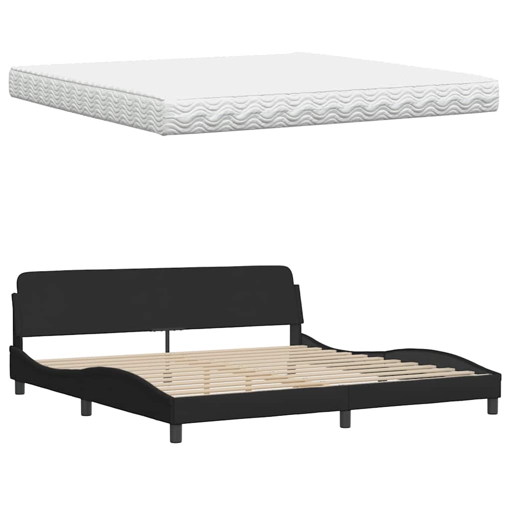 Letto con Materasso Hanko Nero 200x200 cm in Tessuto