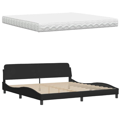 Letto con Materasso Hanko Nero 200x200 cm in Tessuto