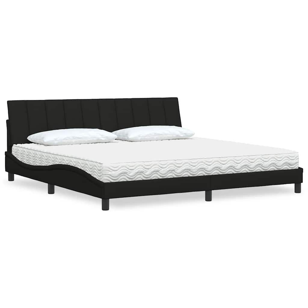 Letto con Materasso Hanko Nero 200x200 cm in Tessuto