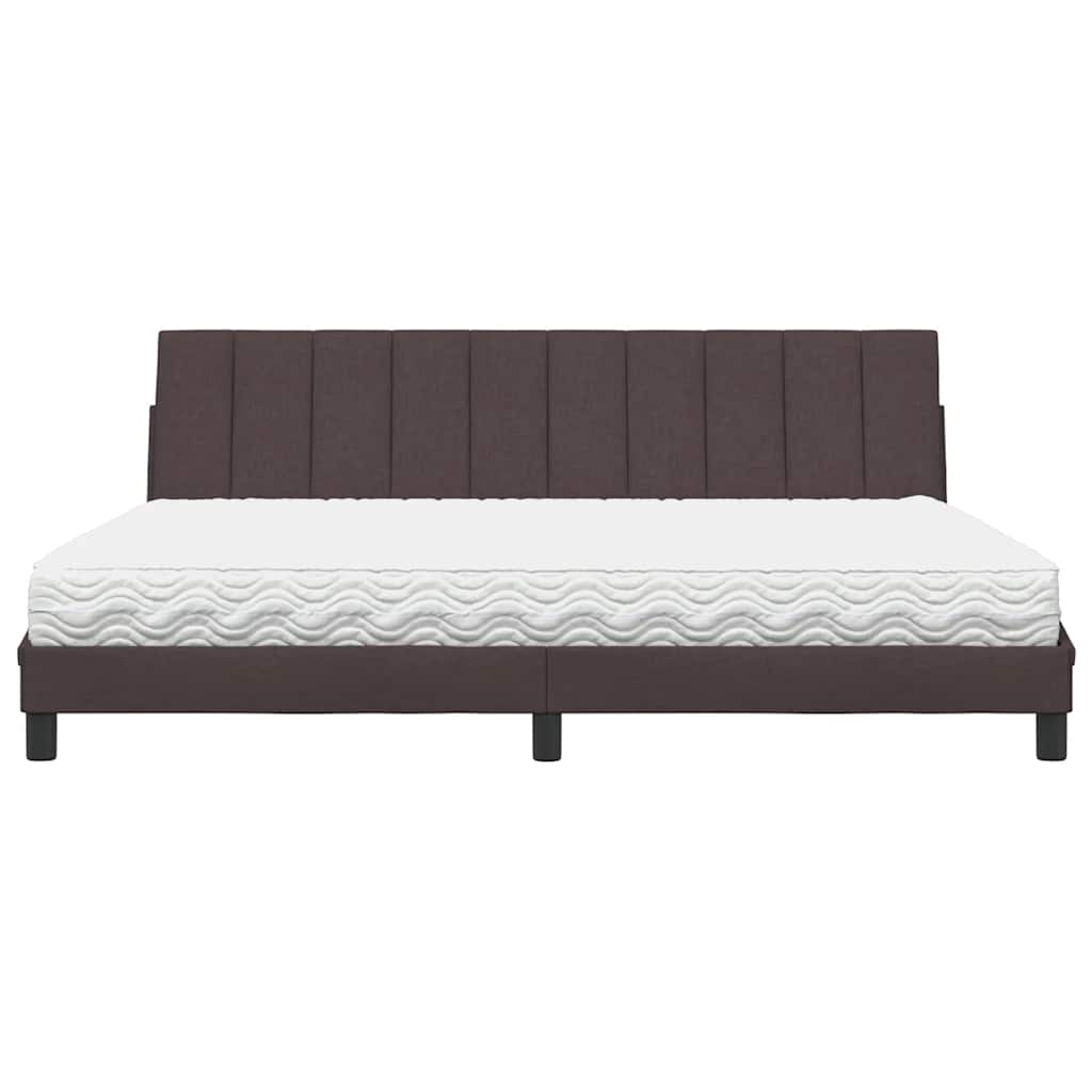 Letto con Materasso Hanko Marrone Scuro 200x200 cm in Tessuto