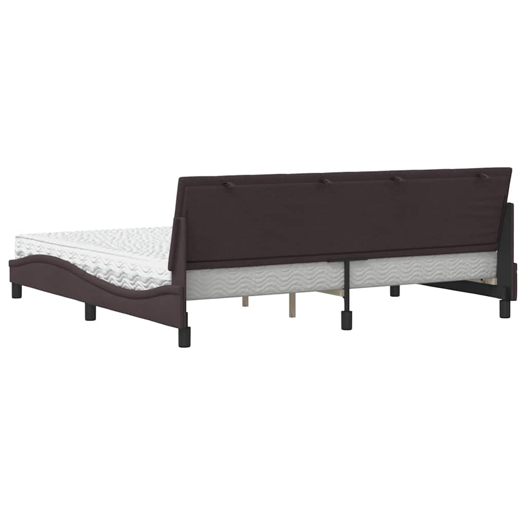Letto con Materasso Hanko Marrone Scuro 200x200 cm in Tessuto