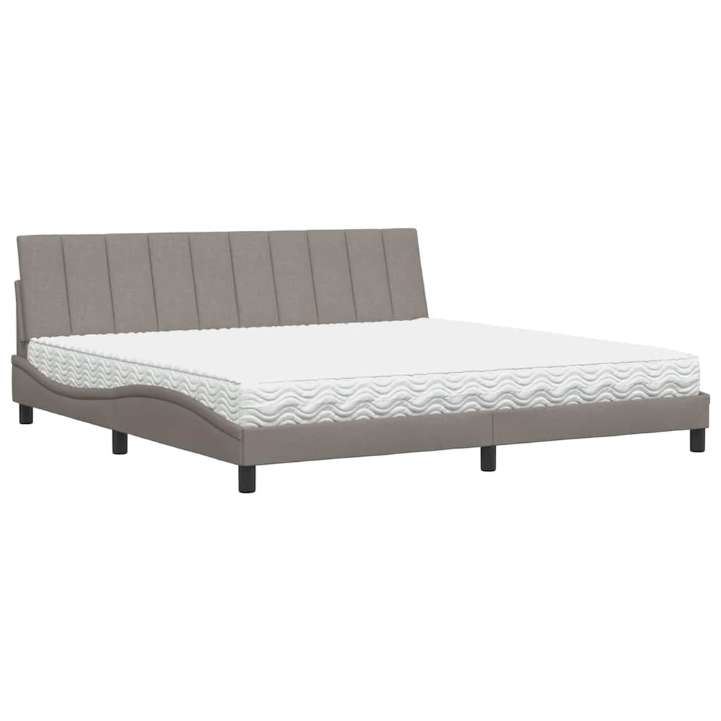 Letto con Materasso Hanko Tortora 200x200 cm in Tessuto