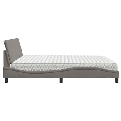 Letto con Materasso Hanko Tortora 200x200 cm in Tessuto