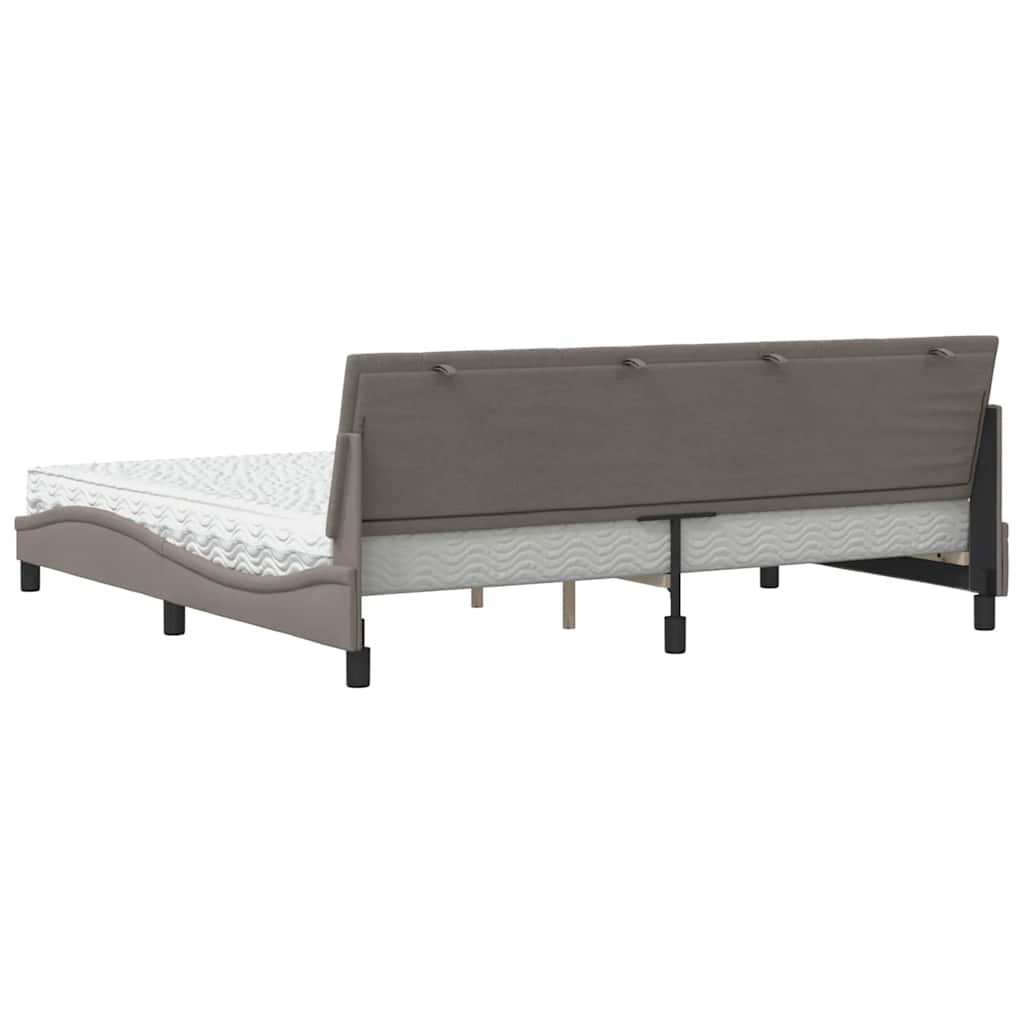 Letto con Materasso Hanko Tortora 200x200 cm in Tessuto