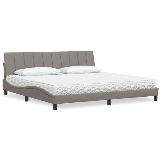 Letto con Materasso Hanko Tortora 200x200 cm in Tessuto
