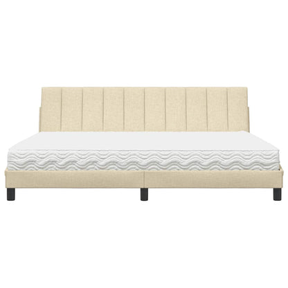 Letto con Materasso Hanko Crema 200x200 cm in Tessuto | homemem39