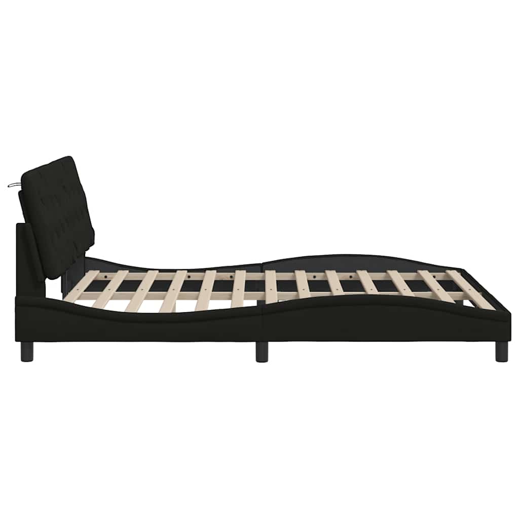 Giroletto senza Materasso Nero 160x200 cm in Tessuto | homemem39