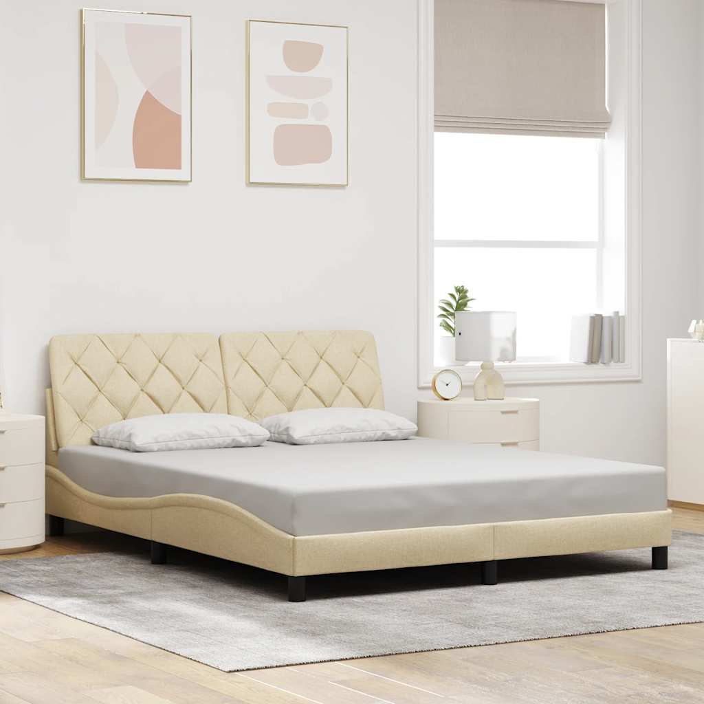 Giroletto senza Materasso Crema 160x200 cm in Tessuto