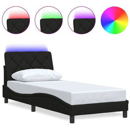 Giroletto con LED senza Materasso Nero 90x190 cm in Tessuto | homemem39