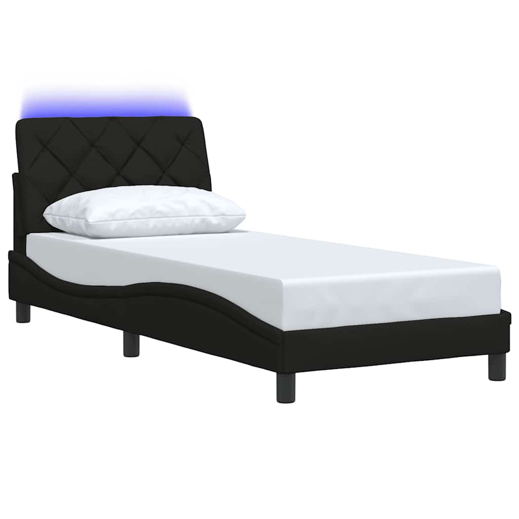 Giroletto con LED senza Materasso Nero 90x190 cm in Tessuto | homemem39