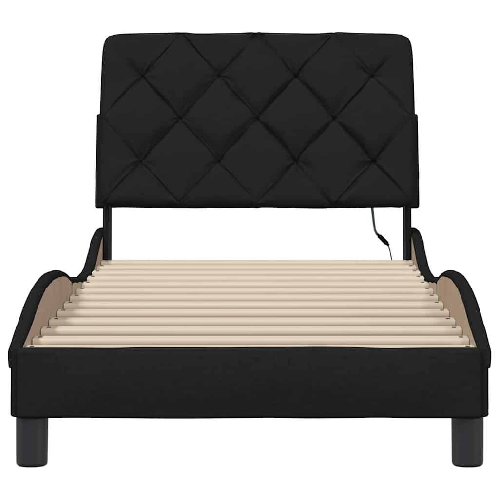 Giroletto con LED senza Materasso Nero 90x190 cm in Tessuto | homemem39