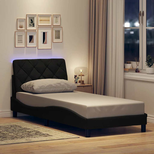 Giroletto con LED senza Materasso Nero 90x190 cm in Tessuto | homemem39