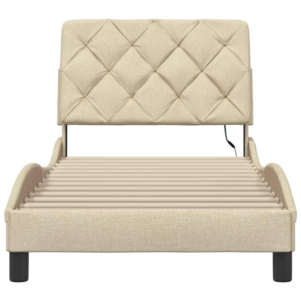 Giroletto con LED senza Materasso Crema 90x190 cm in Tessuto - homemem39