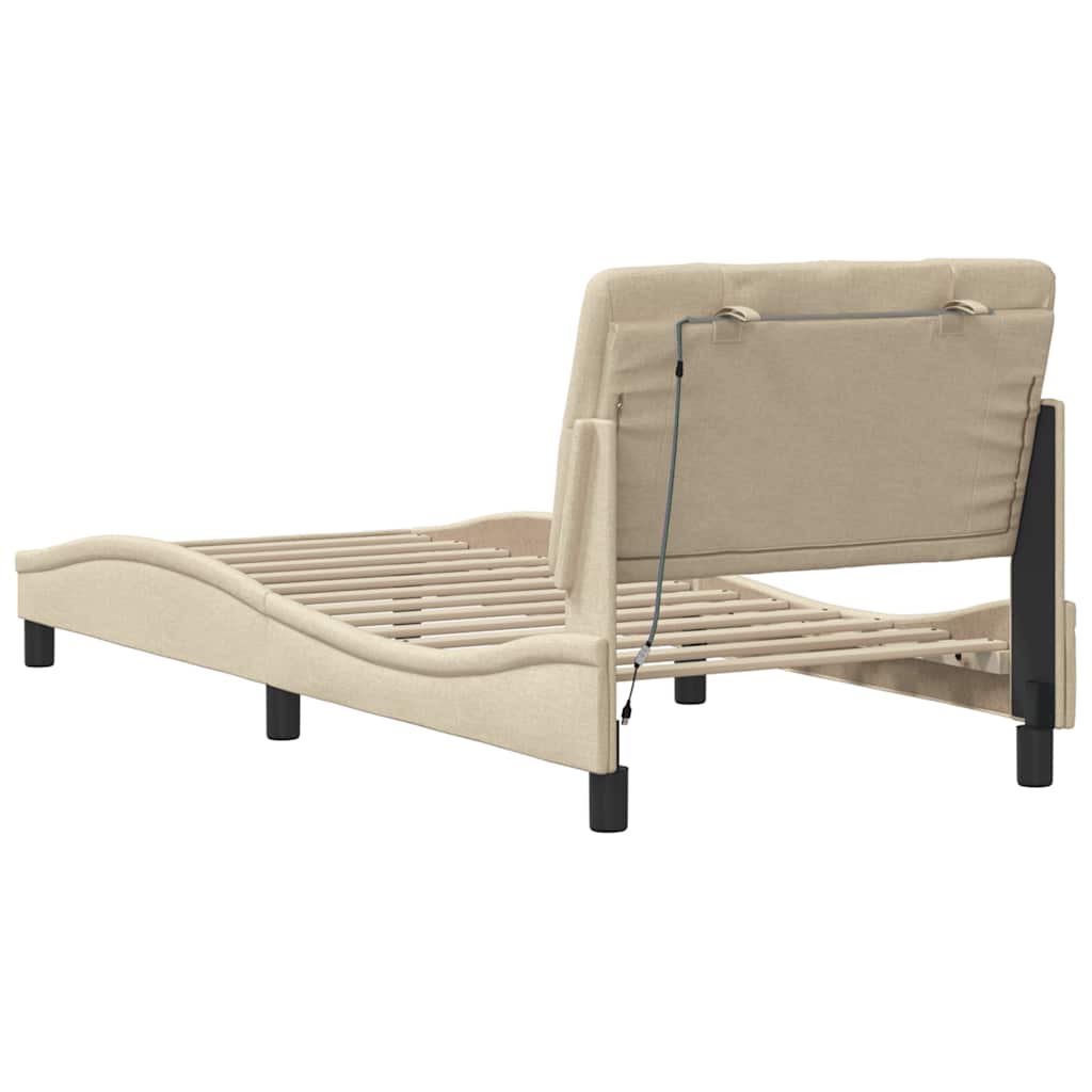 Giroletto con LED senza Materasso Crema 90x190 cm in Tessuto - homemem39