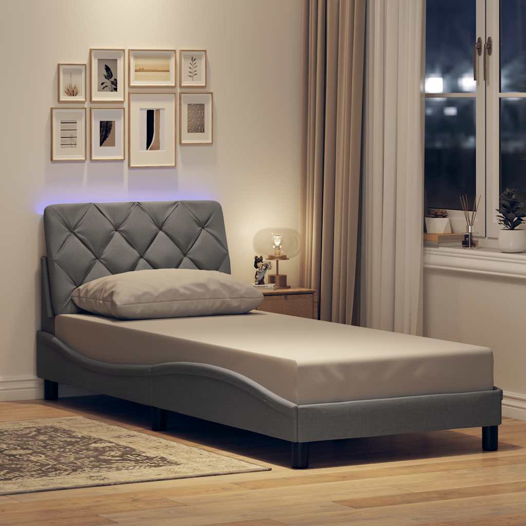 Giroletto con LED senza Materasso Grigio Chiaro 90x200 cm