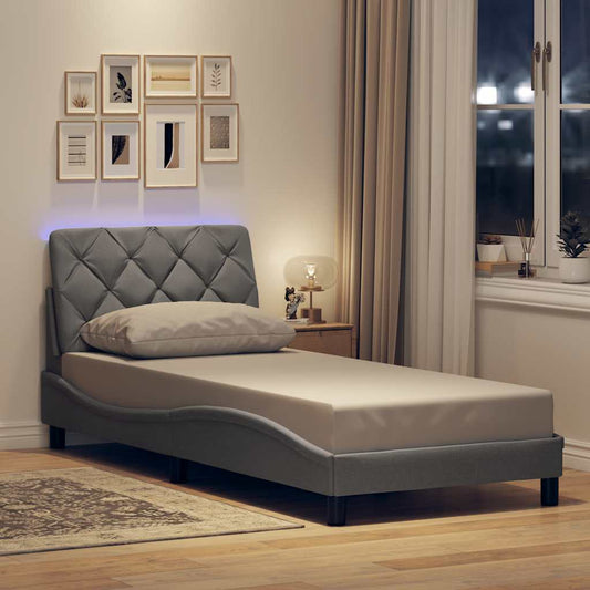 Giroletto con LED senza Materasso Grigio Chiaro 90x200 cm