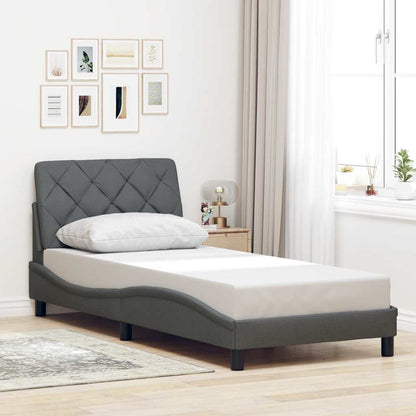 Giroletto con LED senza Materasso Grigio Scuro 90x200cm Tessuto