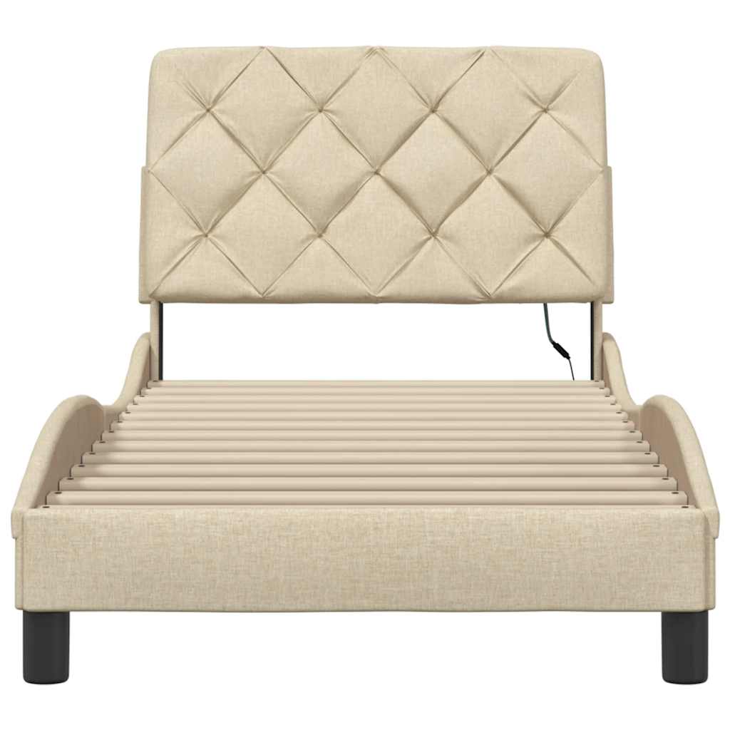 Giroletto con LED senza Materasso Crema 90x200 cm in Tessuto - homemem39