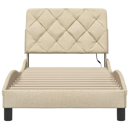 Giroletto con LED senza Materasso Crema 90x200 cm in Tessuto - homemem39